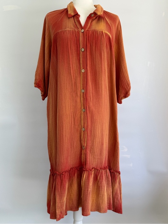 hayden-dresses-buttonfront-midi-dress-in-burnt-orange-ombre-poshmark